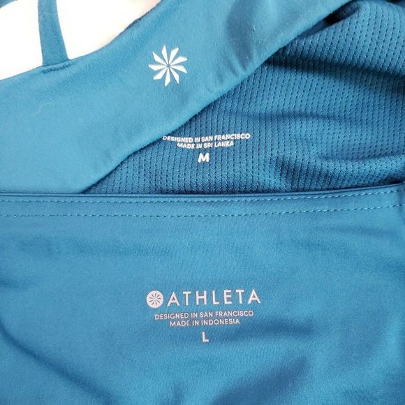 Athleta Dark Teal Strappy Bra Top Lined Shorts Set M Top L Bottoms EUC - Picture 3 of 3